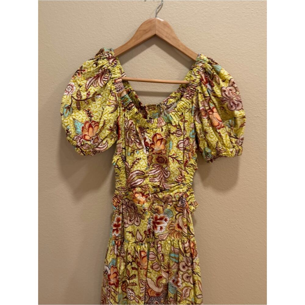 Ulla Johnson Cotton Yellow Floral Maxi Dress with Puff Sleeves 4 - Picture 15 of 15